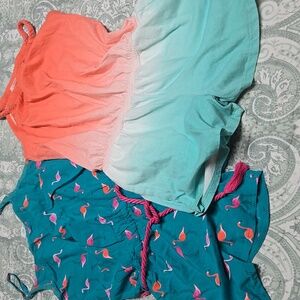 Teal Flamingo Print and Coral Ombre Romper Set. 1989 Place and Crazy 8